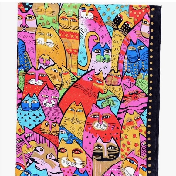 Laurel Burch Silk Cats Oblong Scarf - Picture 3 of 8